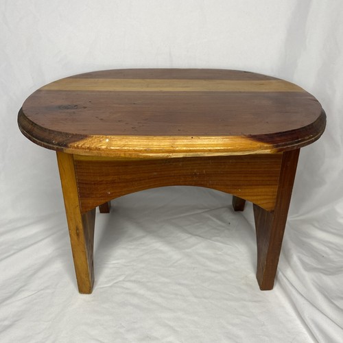 Vtg small wood footstool bench - small,
