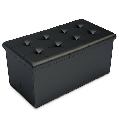 Faux leather foot stool - leather,