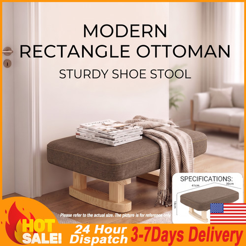 Brown solid wood footstool - brown,