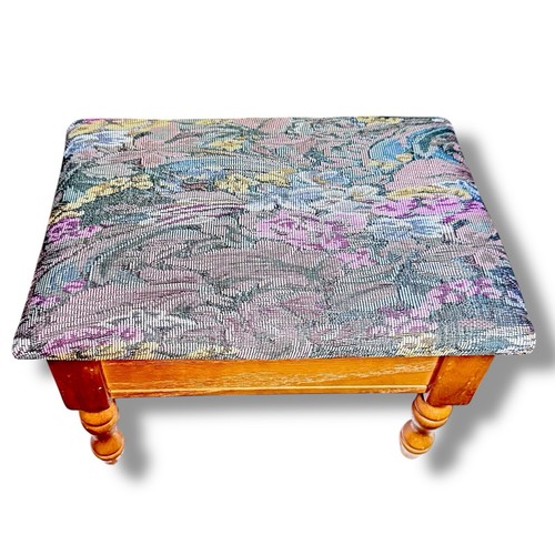 Vtg wood ottoman foot stool - ottoman,