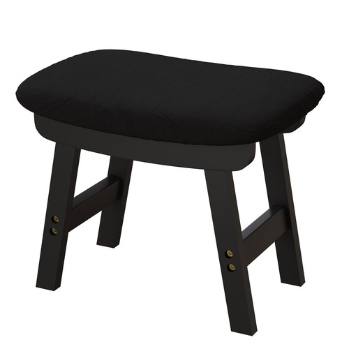 Black wooden small foot stool - black,