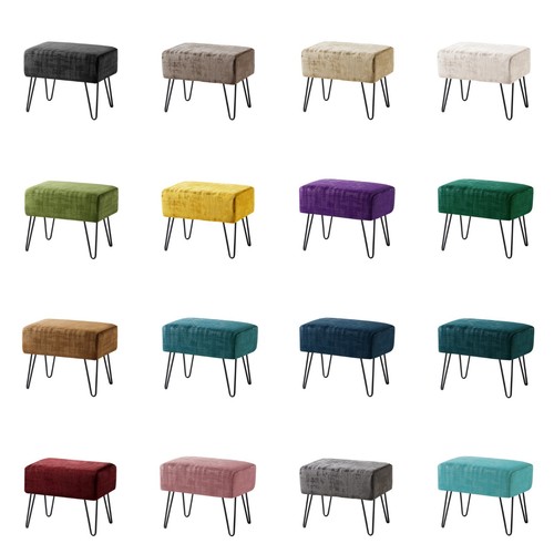 Plush textured velvet ottoman - textured,