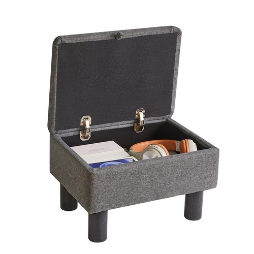 Linen small ottoman - linen,