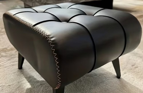 Foot stool faux leather black - foot,