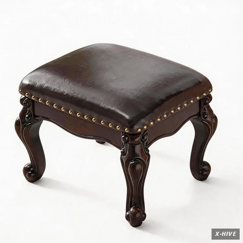 Vintage leather foot stool - vintage,